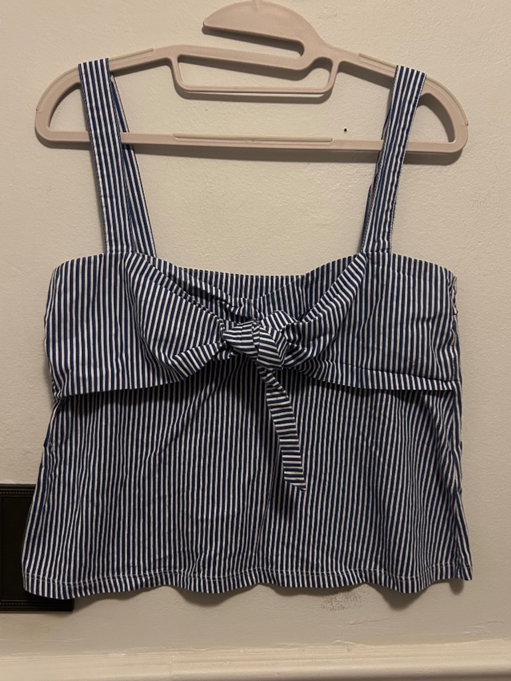 Zara Blue and White Stripe Front Tie Top - Size M